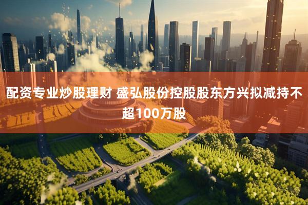 配资专业炒股理财 盛弘股份控股股东方兴拟减持不超100万股